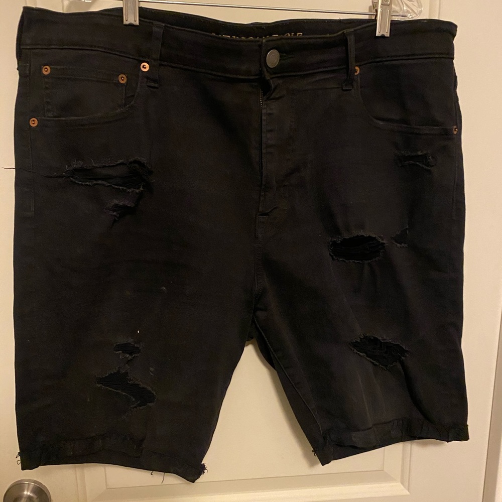 Black denim shorts